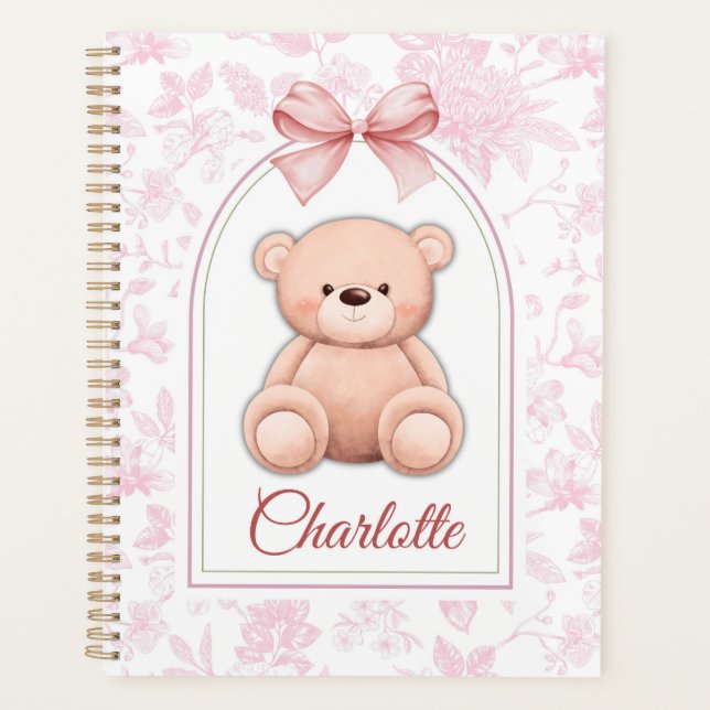 Agenda Charlotte | Design de Enfermeiro de Urso Rosa Pers (Frente)