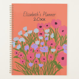 Agenda Charme Floral Bonito Colorido + Nome Personalizado
