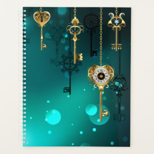 Agenda Chaves de Esqueleto Anticas em Fundo Verde