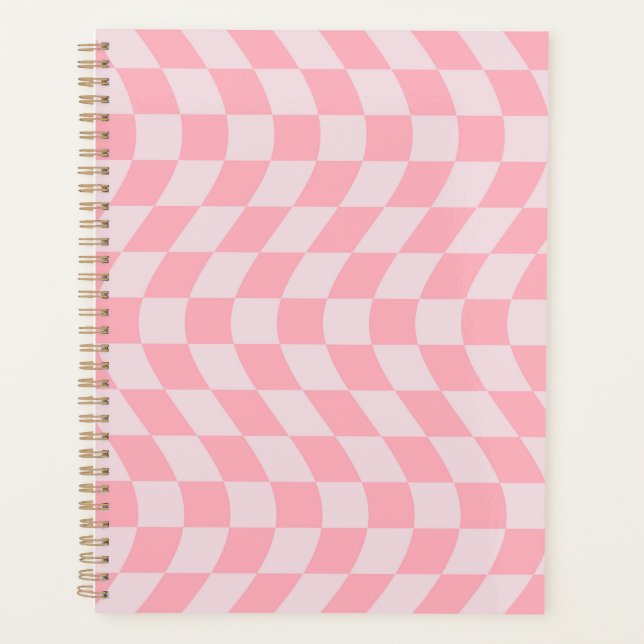 Agenda Check-in Verdadeiro Retro Checkerboard Pink Lilac  (Frente)