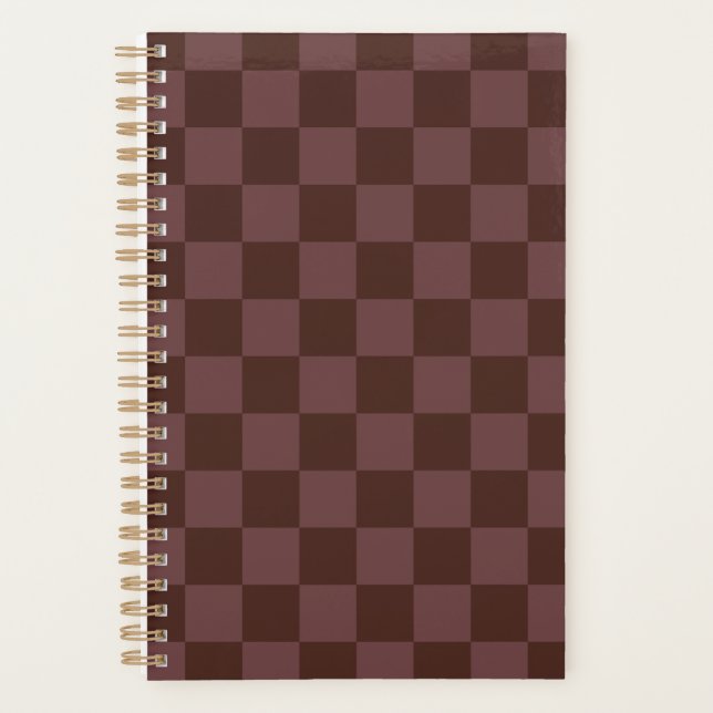 Agenda Checkerboard castanho escuro (Frente)