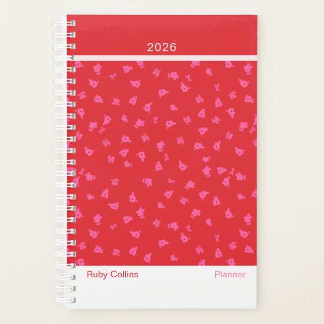 Agenda Cheerful Red Floral Modern (Frente)