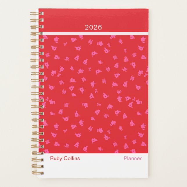 Agenda Cheerful Red Floral Modern (Frente)