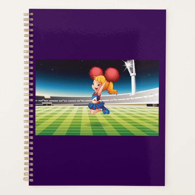 Agenda Cheerleader bonito em campo desportivo (Frente)