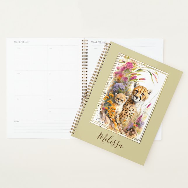Agenda Cheetah Baby e mamãe Planner personalizados (Exibição)