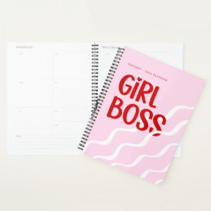 Agenda Chefe Menina Fofa Monograma Rosa e Vermelho Ano
