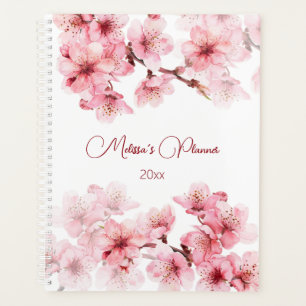 Agenda Cherry Blossomo White Rosa Personalizado