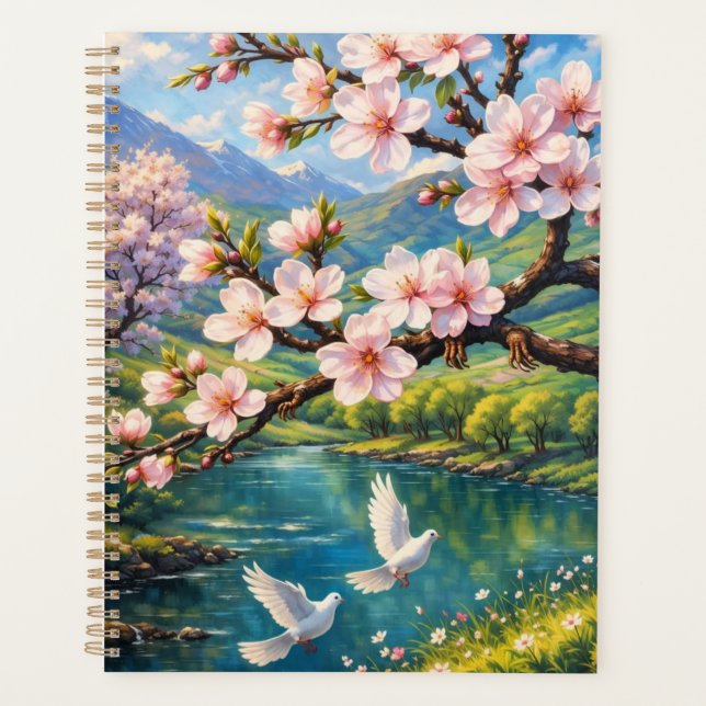Agenda Cherry Blossoms, White Doves, and Mountain Planner (Frente)