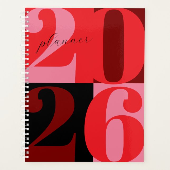 Agenda Cherry Red Bold Year Color Block Planner (Frente)