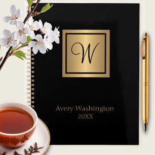 Agenda Chic Black & Dourado Name/Monograma Inicial