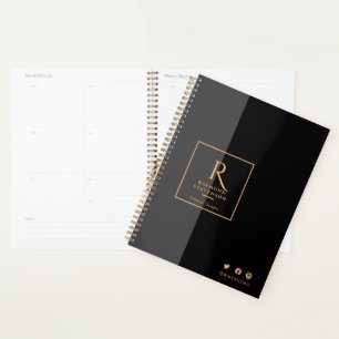 Agenda Chic Black e Dourado Monogramas