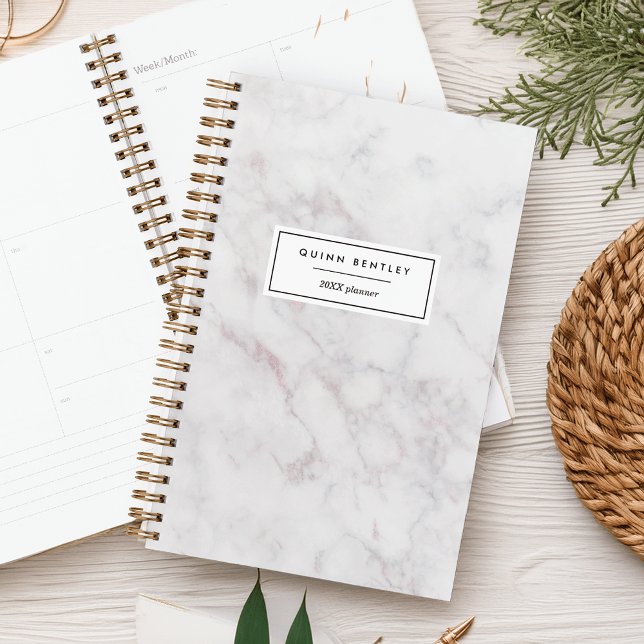 Agenda Chic Blush & Cinza Marble Personalizado (Criador carregado)
