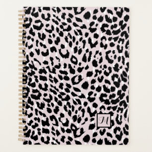 Agenda Chic Blush e Black Animal Print com monograma