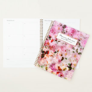 Agenda Chic Bonito Blush Pink Watercolor Rosas Floral