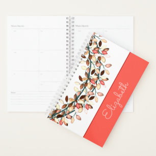Agenda Chic Bridesmaid Vertical Coral Name Leafy Branch
