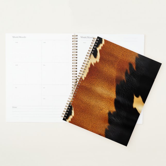 Agenda Chic Brown Black Cream Western Cowhide (Exibição)