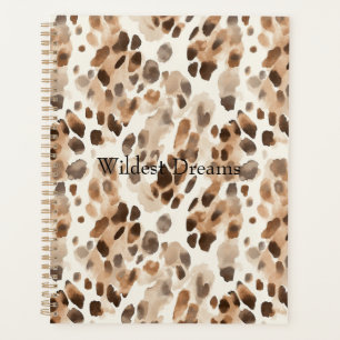 Agenda Chic Cream Brown Leopardo Impressão Animal