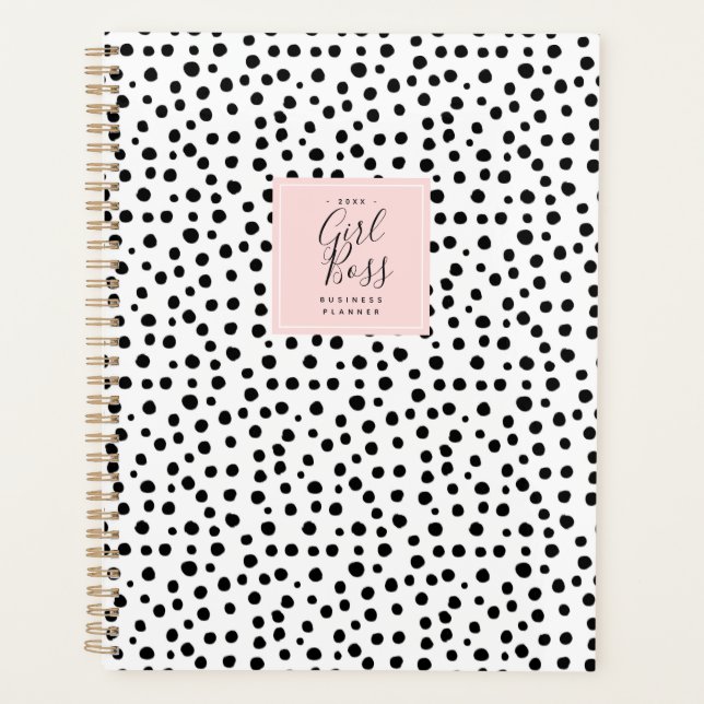 Agenda Chic Dots Blush Girl Chefe Negócios Personalizados (Frente)