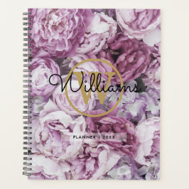Agenda Chic Elegante Monograma Floral Dourado 2023 