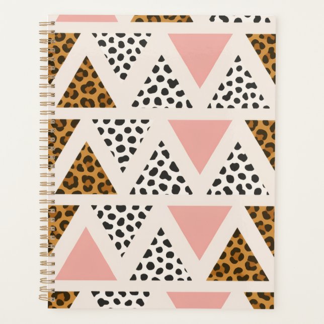 Agenda Chic Leopard & Pink Triangle Pattern (Frente)