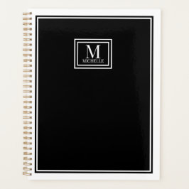 Agenda Chic Minimalista com Monograma de Nome de Duas Bor
