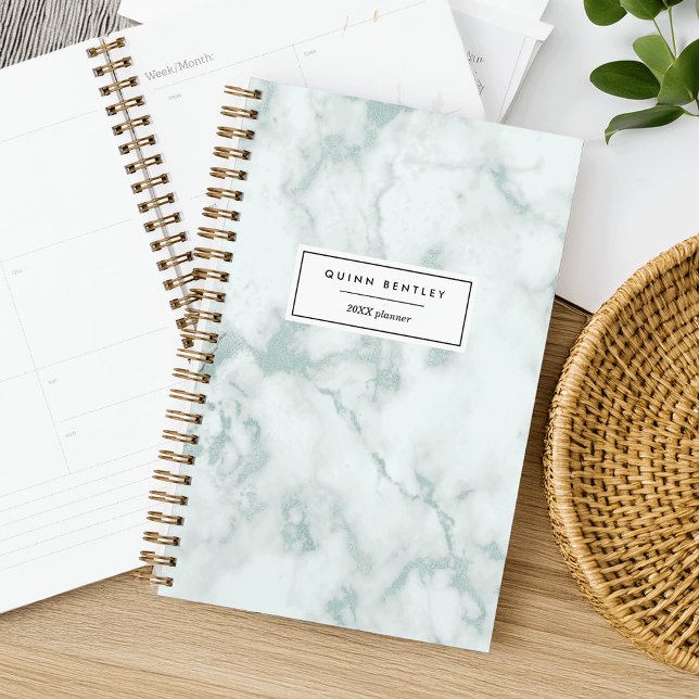 Agenda Chic Mint Green Marble Personalizado (Criador carregado)