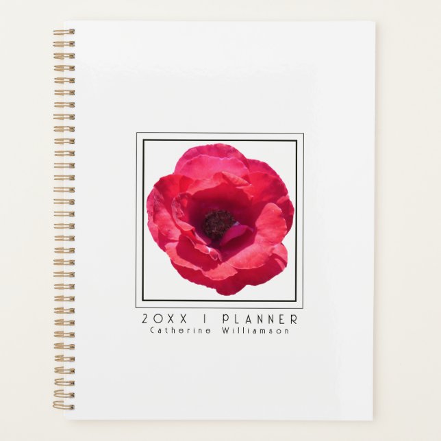 Agenda Chic Modern Red Rose Floral Name 2026 (Frente)