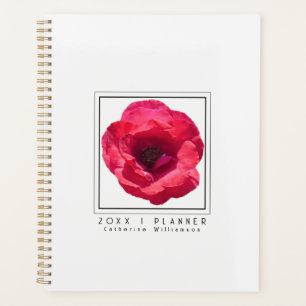 Agenda Chic Moderno Nome Floral Rosa Vermelho 2026