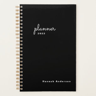 Agenda Chic Preto Branco Script Semanal Mensal Sem Data
