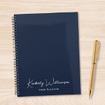 Agenda Chic Signature Script Monogram Blue<br><div class="desc">Plan ahead in style with this chic blue personalized planner, designed for professionals who appreciate clean modern design. Featuring your monogram name in an elegant signature script, this planner blends functionality with refined personal branding. The understated cover design makes it ideal for work, school, goal setting, or daily scheduling, while...</div>