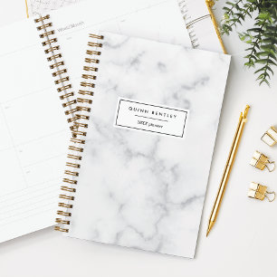 Agenda Chic White Marble Personalizado