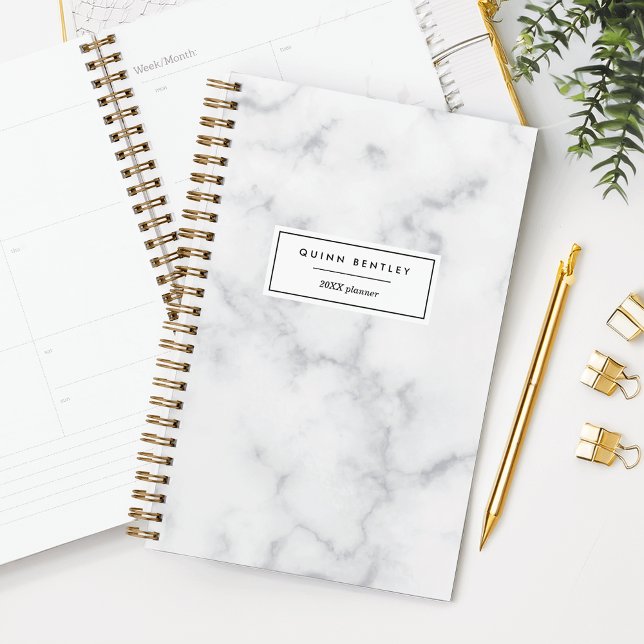 Agenda Chic White Marble Personalizado (Criador carregado)