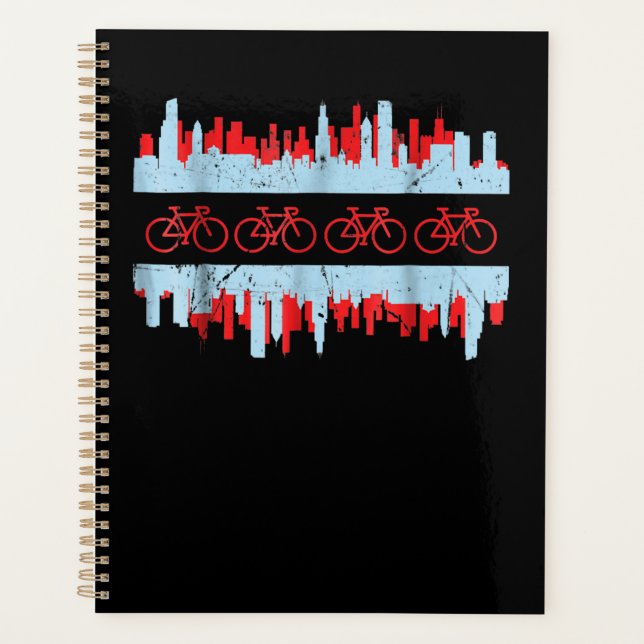 Agenda Chicago Cyclist Flag Skyline Cycling Bicycle Gift (Frente)