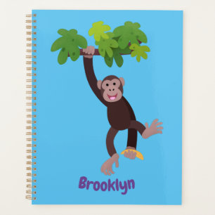Agenda Chimpanzé bonito na selva pendurada em desenho ani