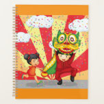 Agenda Chinese New Year Kids Lion Dance and Lantern<br><div class="desc">Organize your year with a splash of color and tradition using this lunar new year spiral planner. The durable cover features a joyful illustration of kids performing a lion dance amidst a shower of festive confetti, providing daily inspiration as you track your goals and appointments. With plenty of space for...</div>