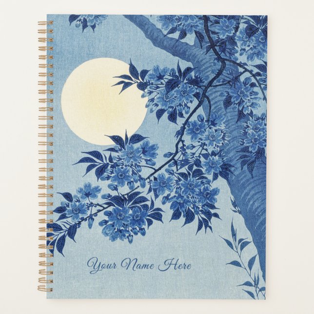 Agenda Chinoiserie Azul Naval Flor de Cerejeira & Lua Che (Frente)