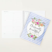 Chique Rustic Floral Watercolor Modern Stripe