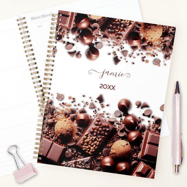 Agenda Chocolate Chocolónico Cacau Doces Moderno Nome (Chocolate Chocoholic Cocoa Sweets Modern Name Planner)