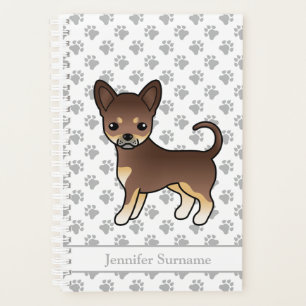 Agenda Chocolate E Tan Casaco Chihuahua Cachorro E Texto