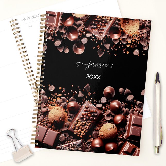 Agenda Chocolates Chocolate Chocolate Cacau Doces Nome Te (Chocoholic Chocolate Cocoa Sweets Name Text Planner)