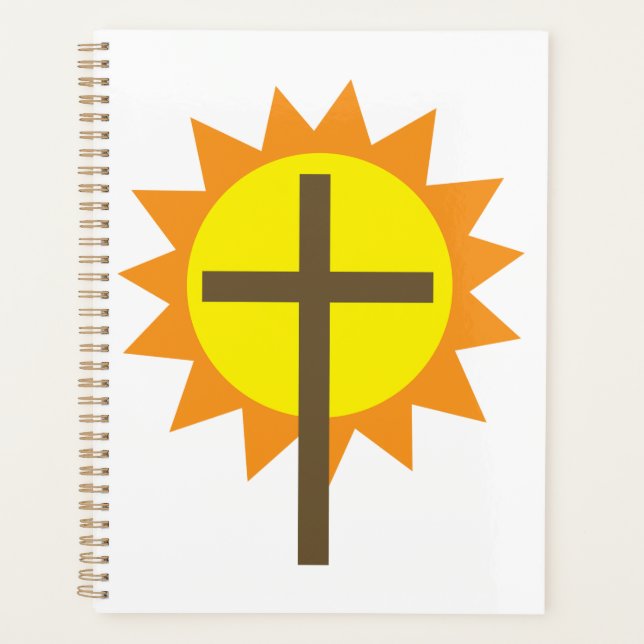 Agenda Christian Cross with Yellow Sun and Orange Rays (Frente)