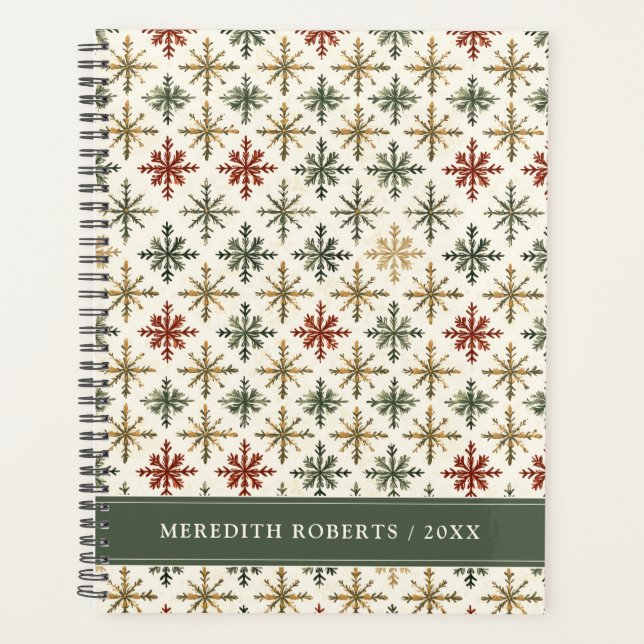 Agenda Christmas Holiday Snowflakes Pattern Personalized (Frente)