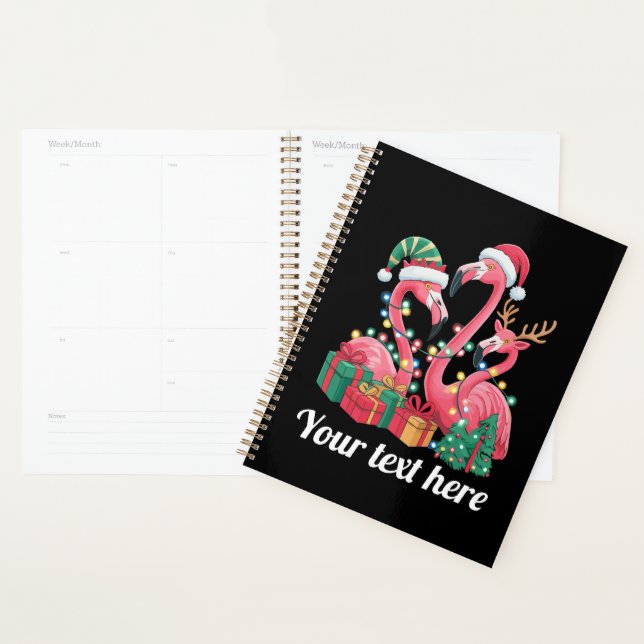 Agenda Christmas Palm Flamingo Personalized Xmas Lights  (Exibição)
