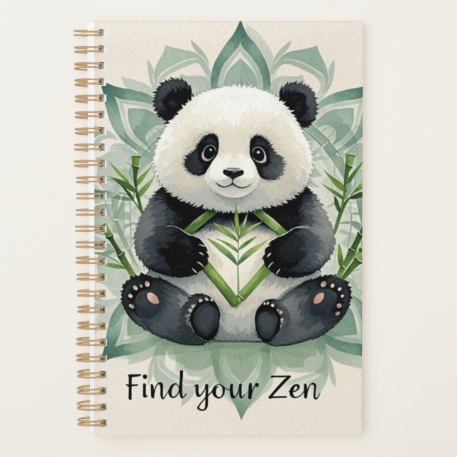 Agenda Chubby panda sentado num lótus possifica Zen (Frente)