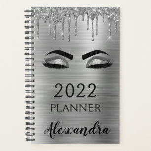Agenda Cílios de Brilho Prateado 2022 Glam