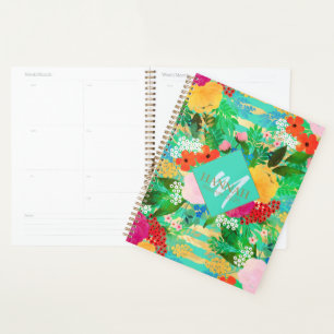Agenda Cinto-d-água Cinto Vermelho e Amarelo Floral Verde