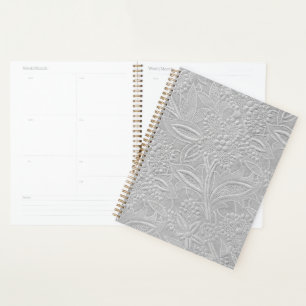Agenda Cinza Aspecto Incorporado Floral