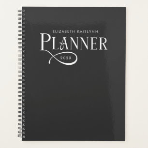 Agenda Cinza Carvão Branco Personalizado Moderno