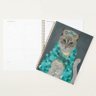 Agenda Cinza Cat Adornada Com Retrato De Bells