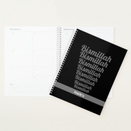 Agenda Cinza da Tipografia de Bismillah no Monograma Negr